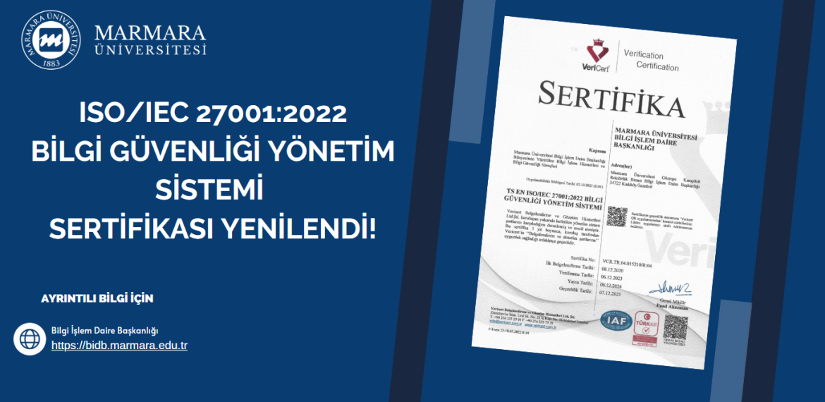 ISO/IEC 27001:2022 Bilgi Güvenliği Yönetim Sertifikası